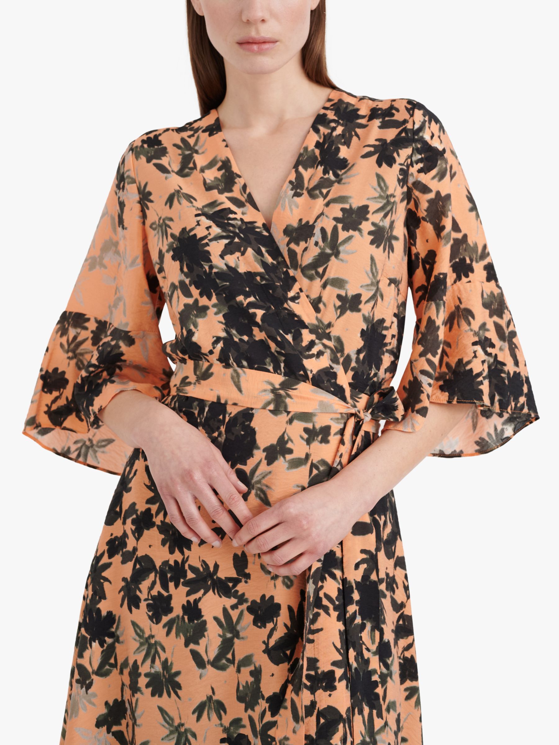 InWear Vulio Hazini Floral Print Midi Dress, Coral Reef, 8
