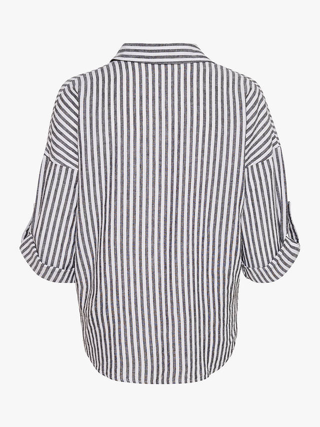 InWear Kiko Stripe Linen Blend Shirt, Black/White