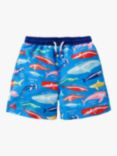 Mini Boden Kids' Whale Bones Swim Shorts, Blue