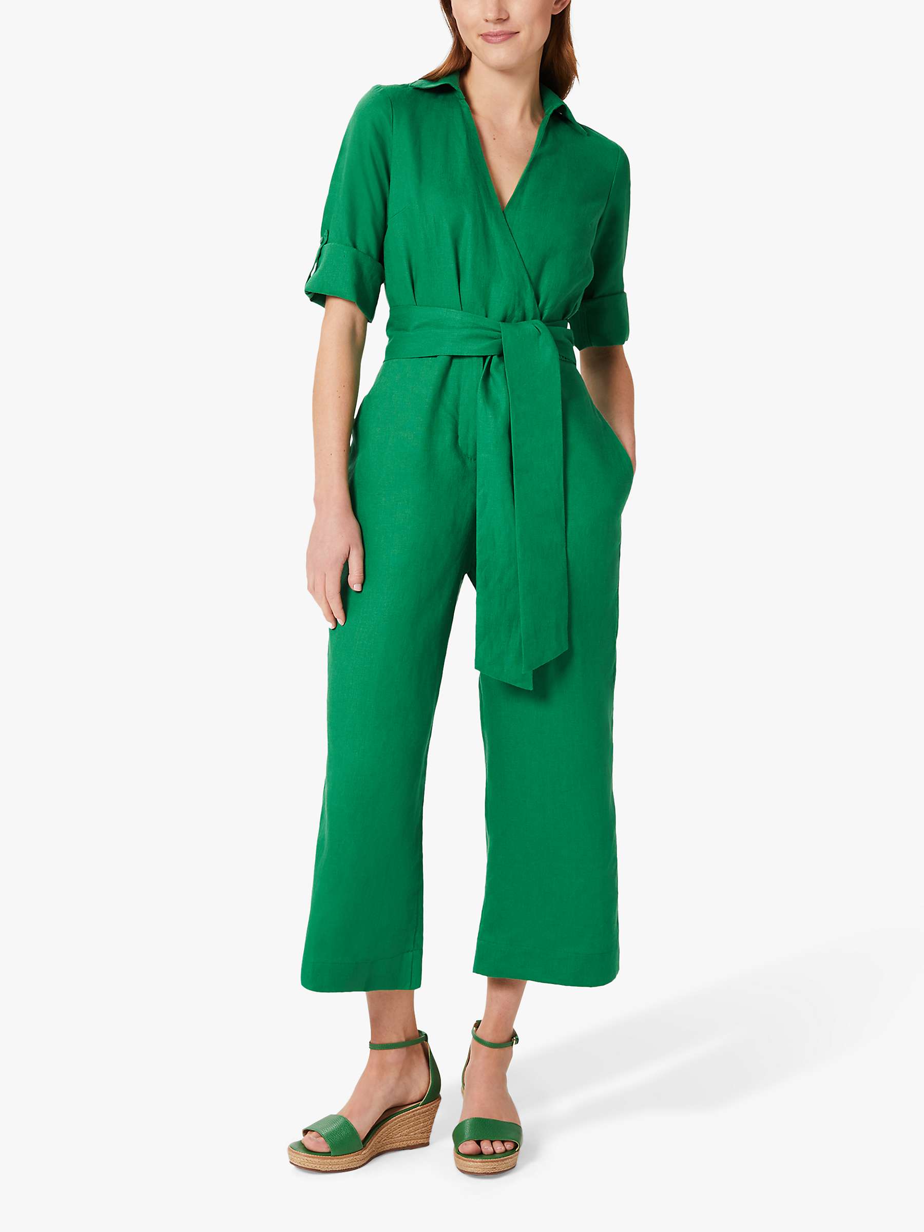 Buy Hobbs Tazmin Linen Jumpsuit, Amazon Green Online at johnlewis.com