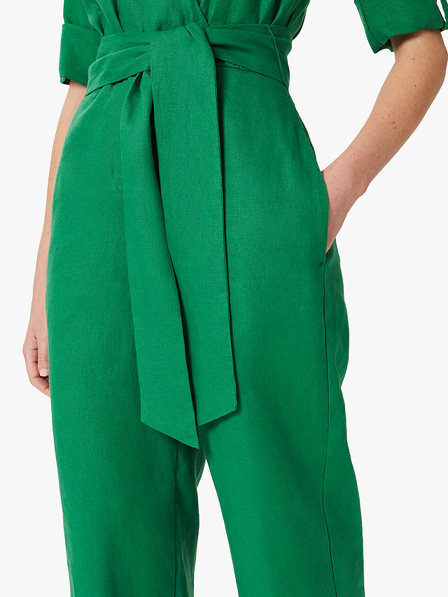 Hobbs Tazmin Linen Jumpsuit, Amazon Green