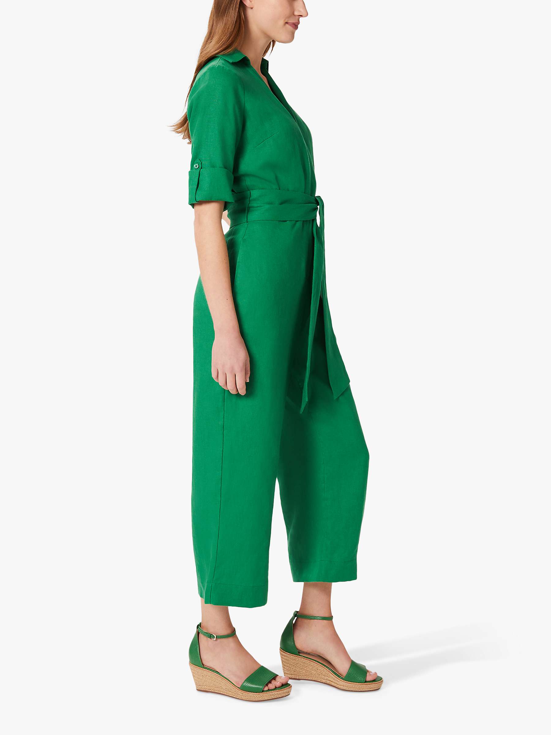 Buy Hobbs Tazmin Linen Jumpsuit, Amazon Green Online at johnlewis.com