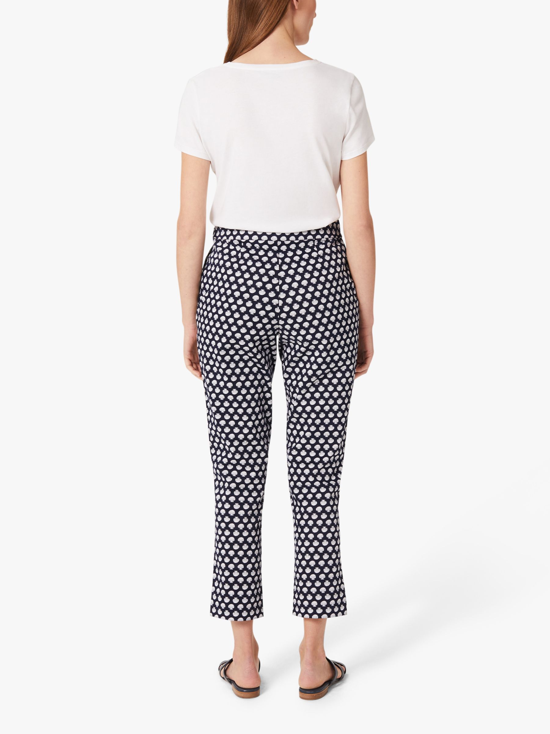 Hobbs Florence Shell Print Capri Trousers, Navy/White at John Lewis ...