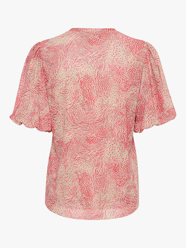 Soaked In Luxury Ila Abstract Print Puff Sleeve T-Shirt, Multi