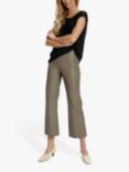 Soaked In Luxury Kaylee Faux Leather Kick Flare Trousers, Brindle