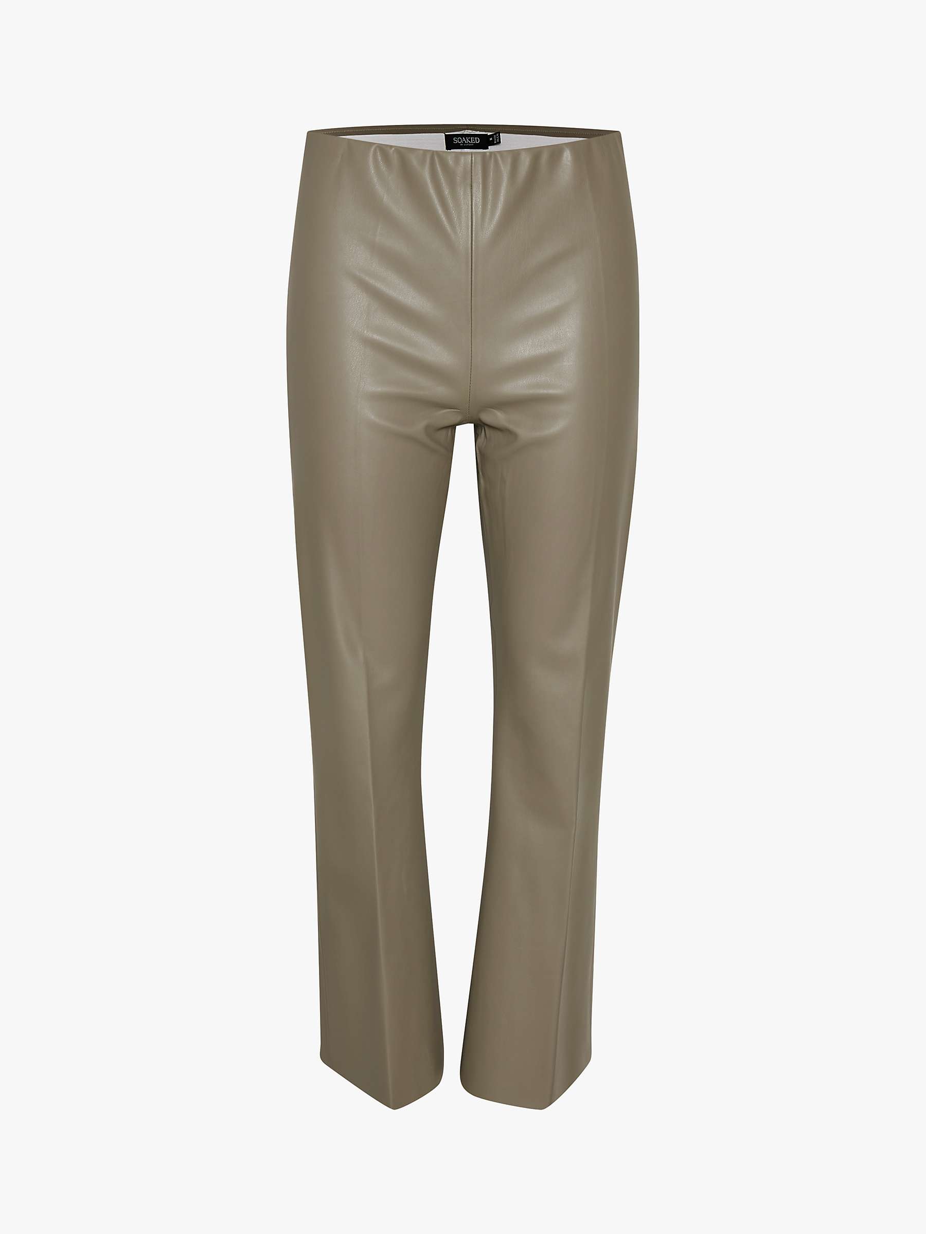 Soaked In Luxury Kaylee Faux Leather Kick Flare Trousers, Brindle at ...