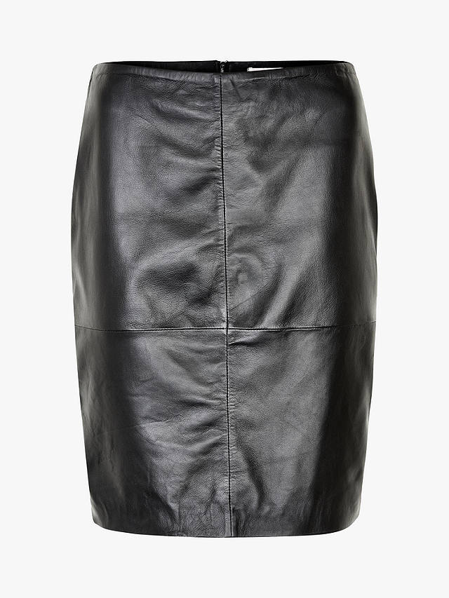 Soaked In Luxury Folly Pencil Leather Skirt, Black