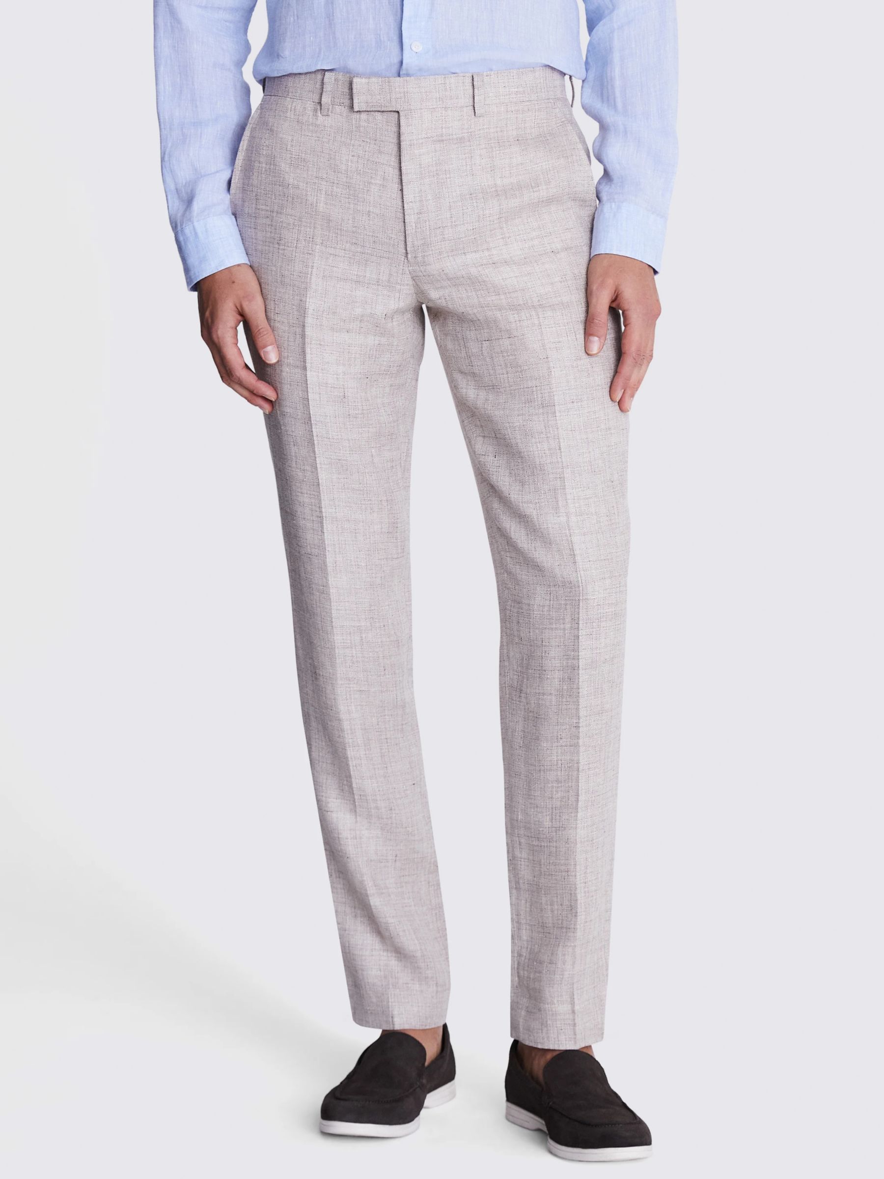 Moss Tailored Fit Linen Trousers, Oatmeal, 46L
