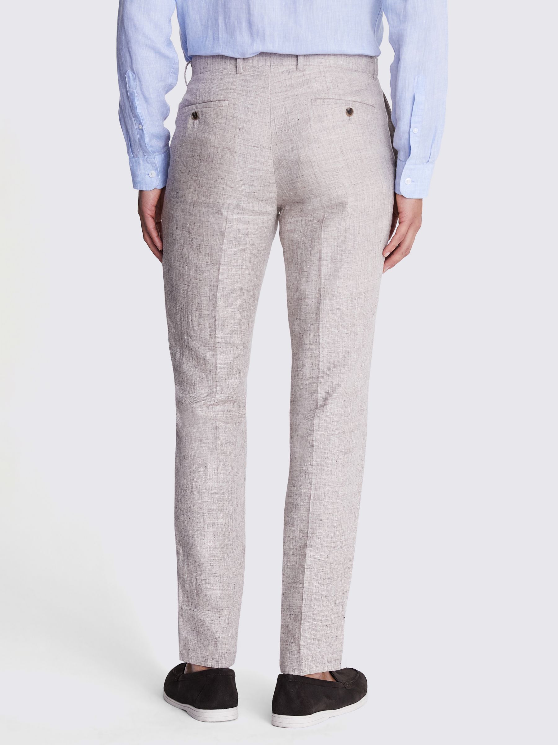 Moss Tailored Fit Linen Trousers, Oatmeal, 46L