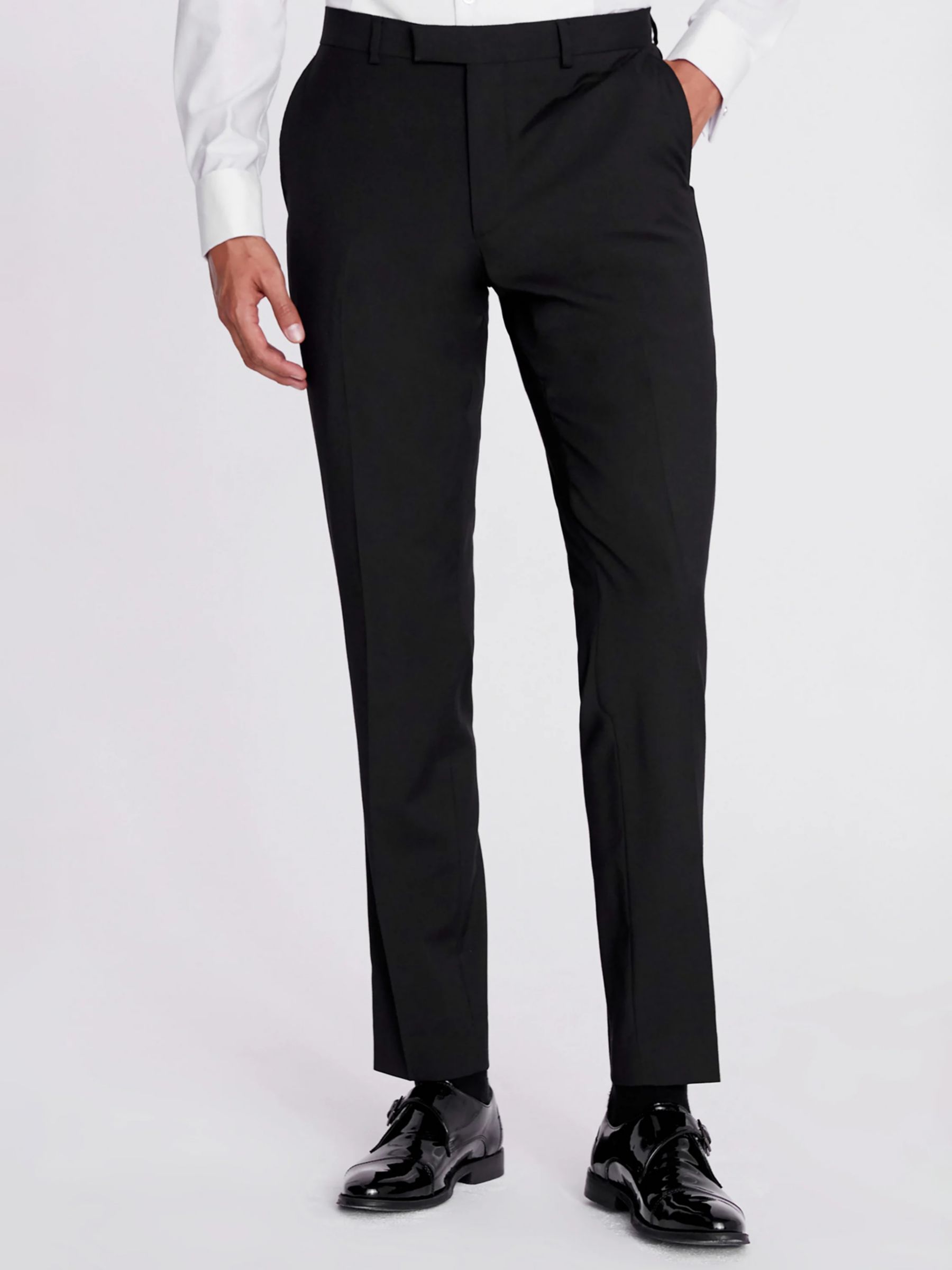 Moss London Slim Fit Dress Trousers, Black at John Lewis & Partners