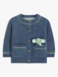 John Lewis Heirloom Collection Baby Textured Knit Cardigan with Soft Toy, Navy