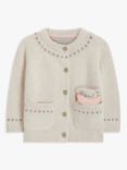John Lewis Heirloom Collection Baby Textured Knit Cardigan with Soft Toy