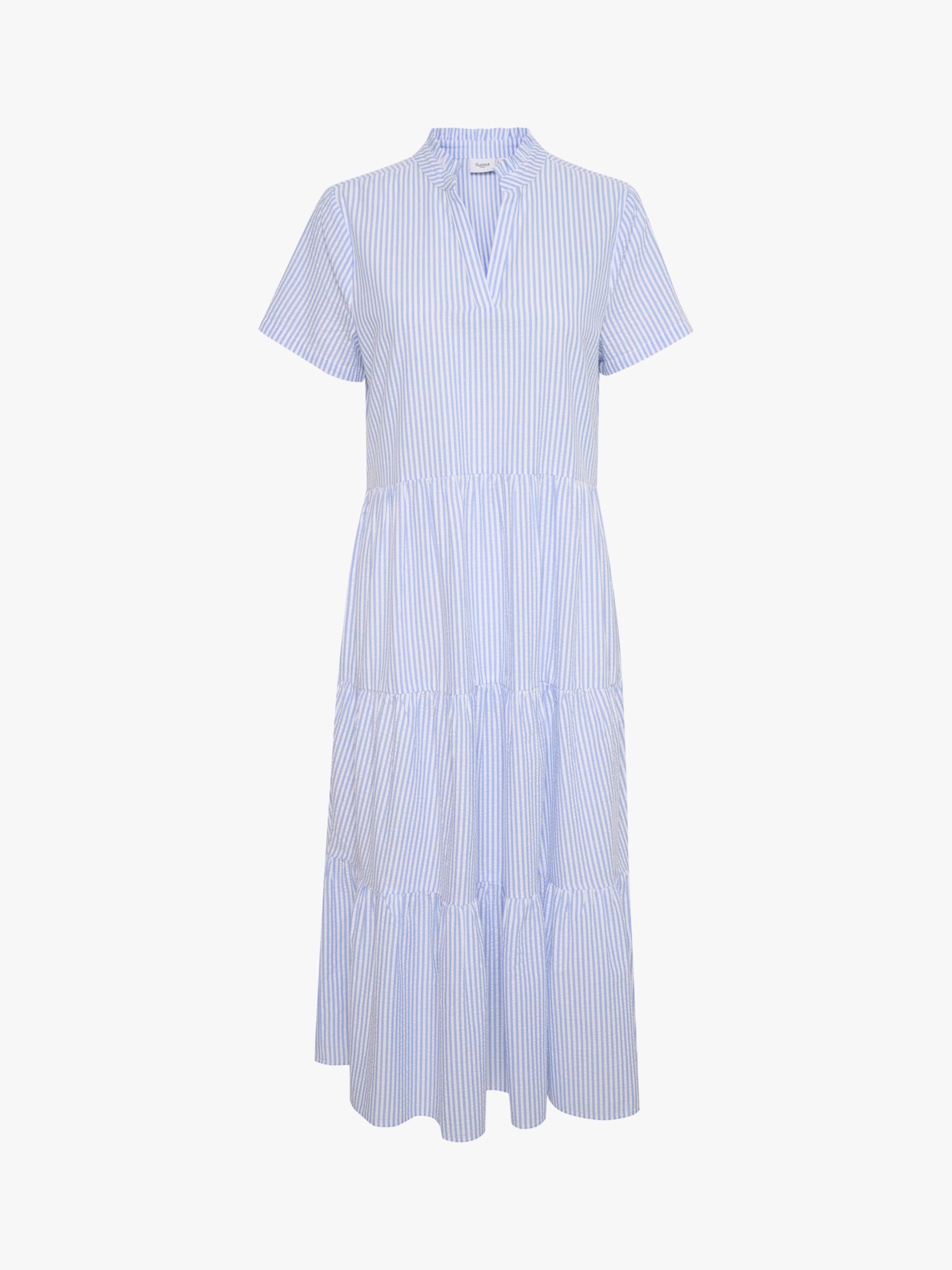 Saint Tropez Elmiko Stripe Tiered Maxi Dress, Celestial Blue at John ...