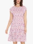 Saint Tropez Maddin Gisla Floral Print Smocked Bodice Dress, Pink Chute