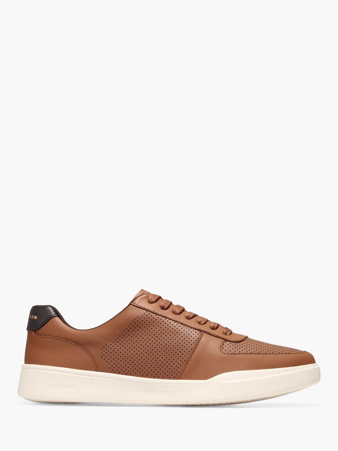 Cole Haan Grand Crosscourt Modern Perforated Leather Tennis Trainers Brown At John Lewis And Partners 1844