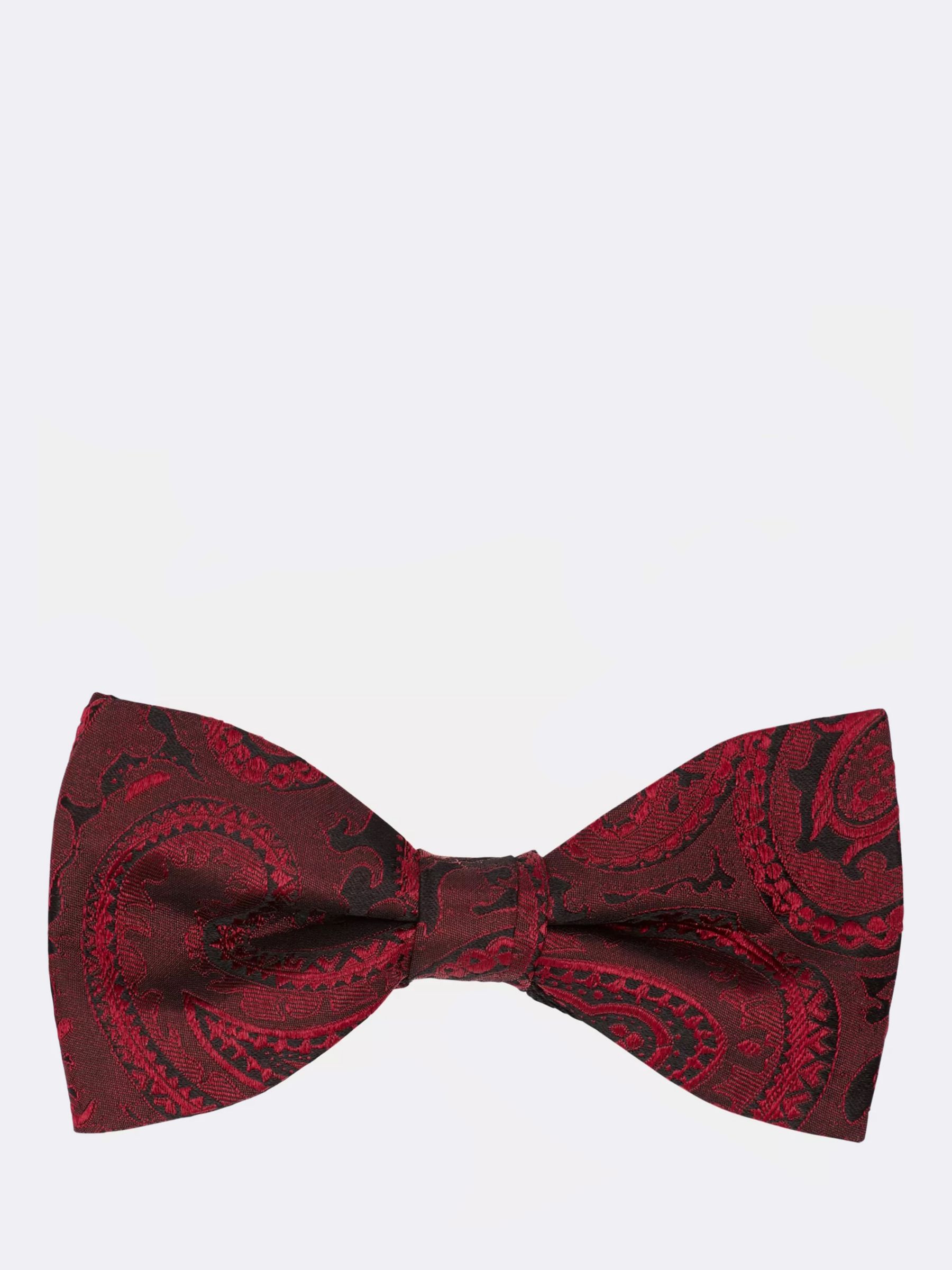 Moss Ready Tied Silk Paisley Bow Tie, Red, One Size