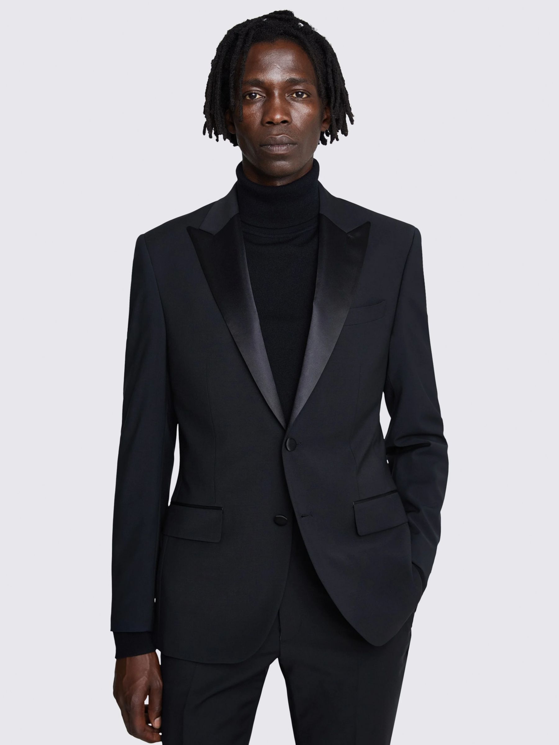 Buy Moss Tailored Fit Performance Peak Lapel Dress Jacket, Black Online at johnlewis.com