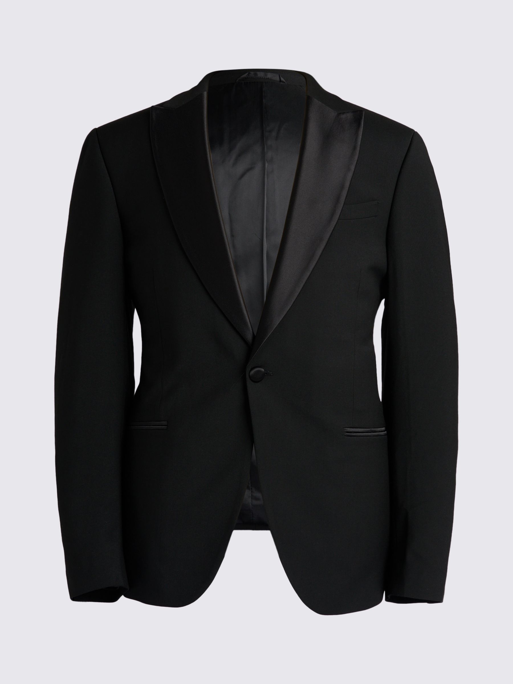 Moss Slim Fit Peak Lapel Tuxedo Jacket, Black at John Lewis & Partners