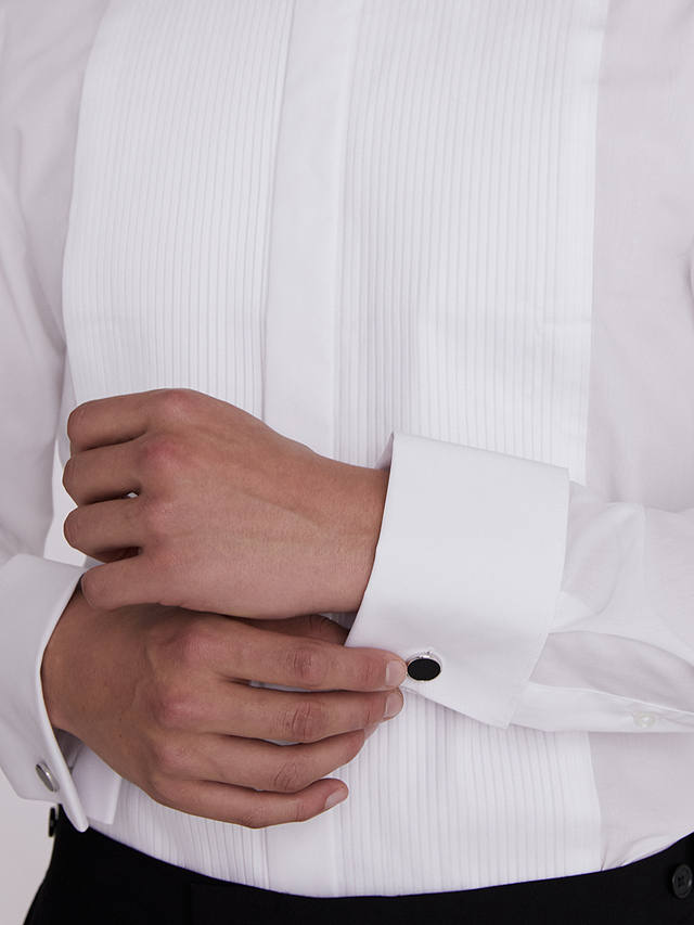 Moss Tailored Fit Pleated Dress Shirt, White