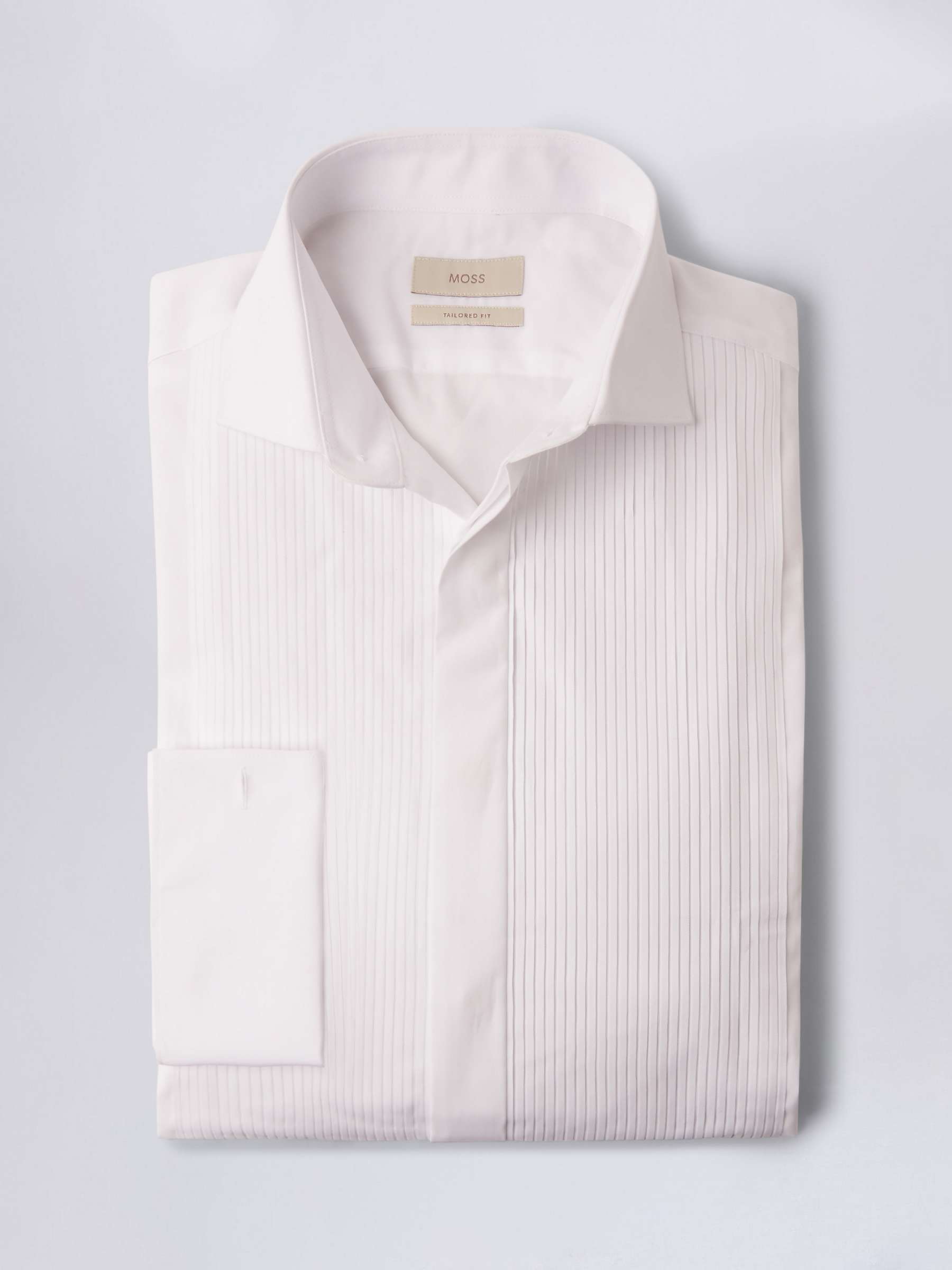 Buy Moss Tailored Fit Pleated Dress Shirt, White Online at johnlewis.com