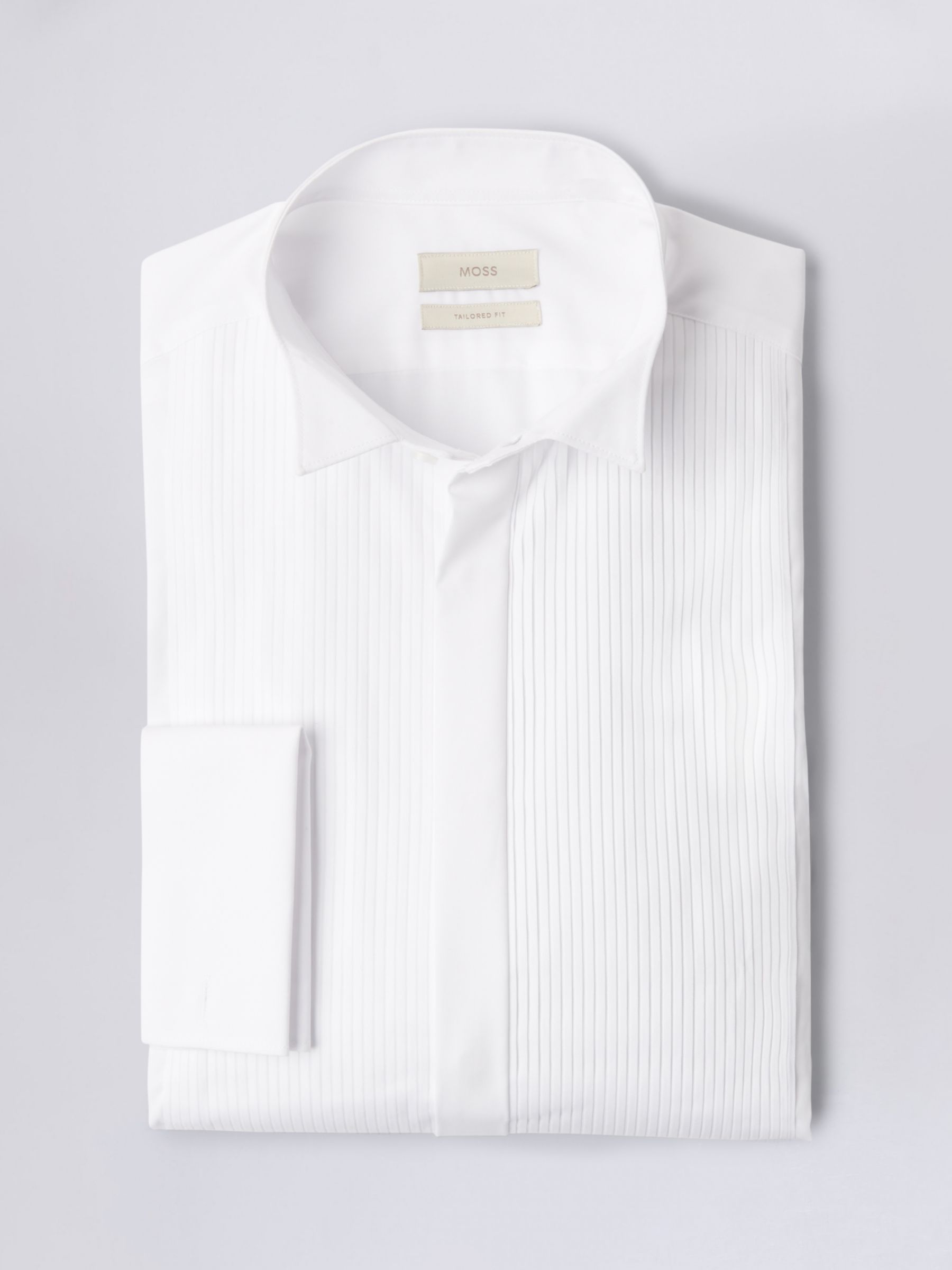 Moss Tailored Fit Wing Collar Dress Shirt, White, 14