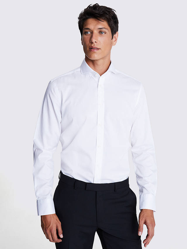 Moss Tailored Fit Zero Iron Twill Shirt, White 
