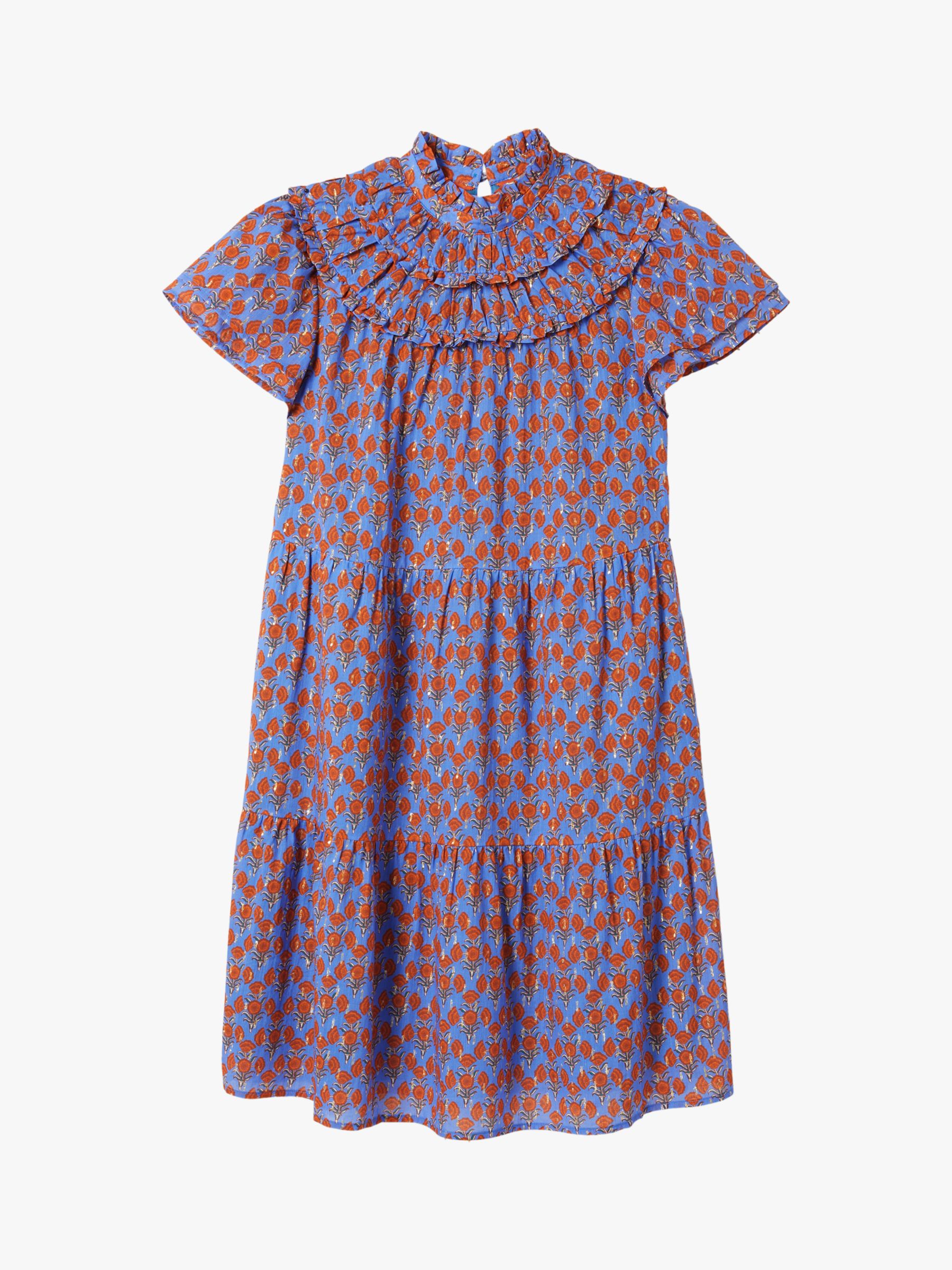 Boden Flutter Sleeve Ruched Knee Length Dress, Mosaic Blue/Multi at ...