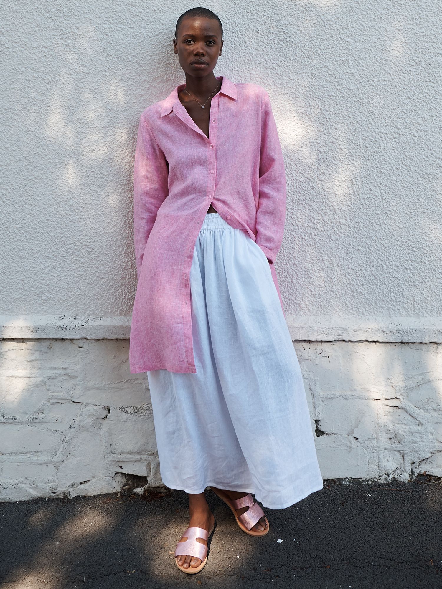 NRBY Phil Linen Shirt Dress, Soft Pink at John Lewis & Partners