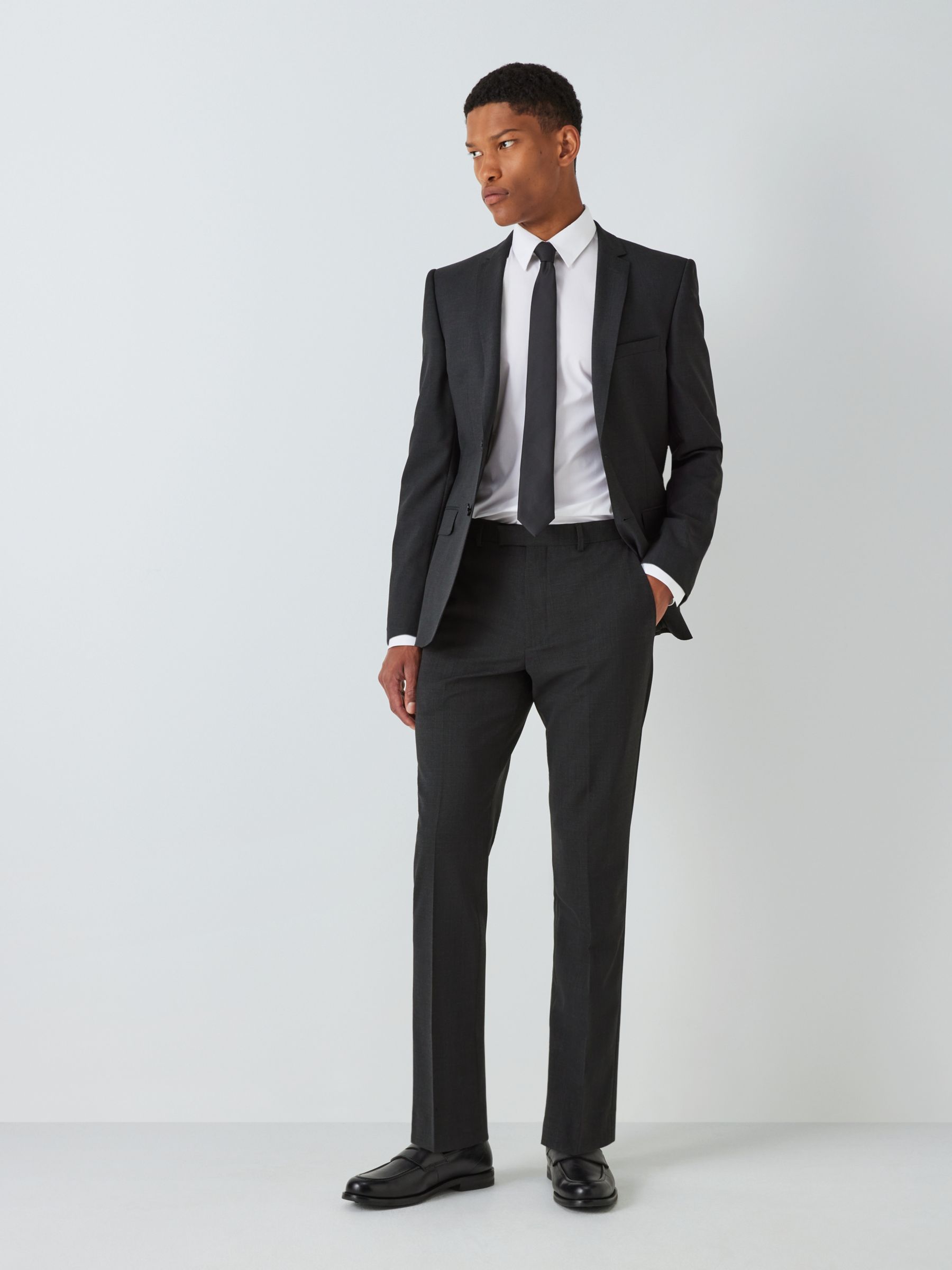 Kin Wool Blend Slim Fit Suit Trousers, Charcoal, 30R