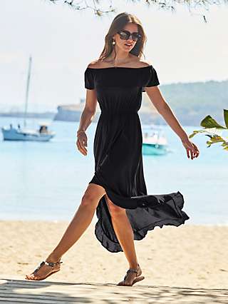 Sosandar Bardot Midi Dress, Black
