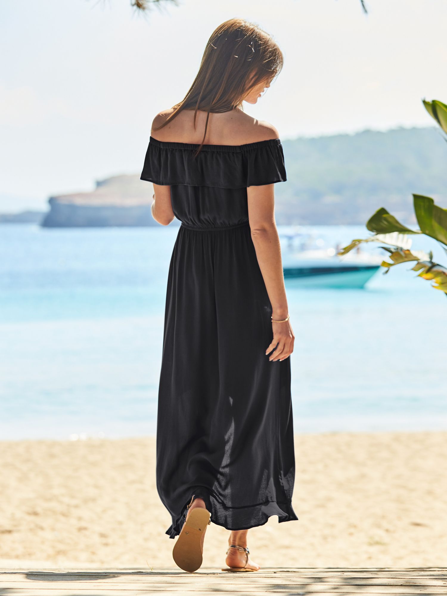 Sosandar Bardot Midi Dress, Black, 14