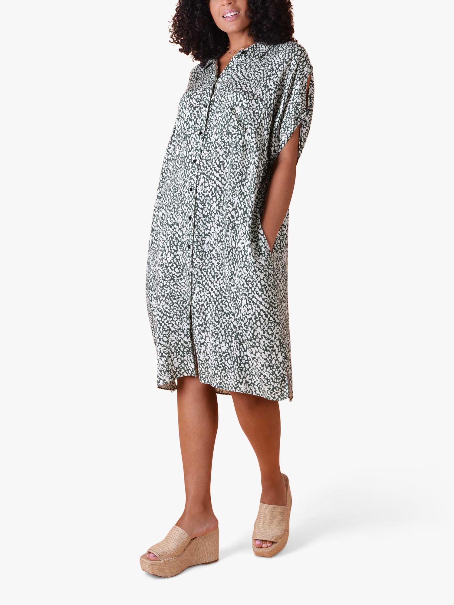 Buy Live Unlimited Animal Print Cocoon Shirt Dress, Green/Multi Online at johnlewis.com
