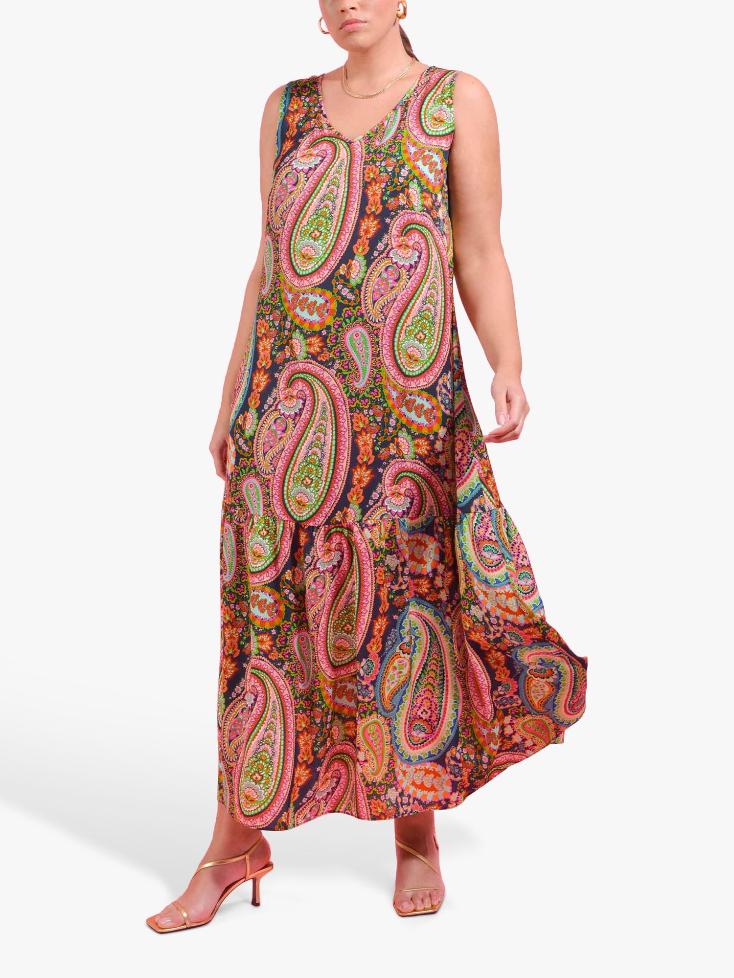 Live Unlimited Paisley Print Maxi Dress, Brown/Multi at John Lewis ...