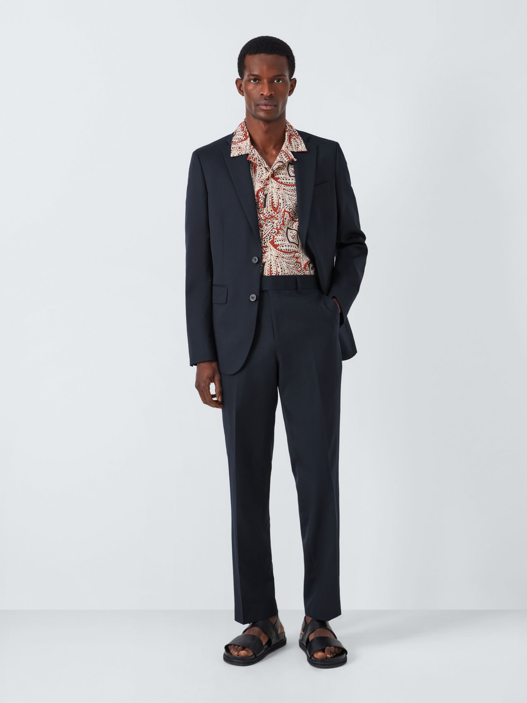 John Lewis Washable Wool Blend Regular Fit Suit Trousers, Navy, 30R