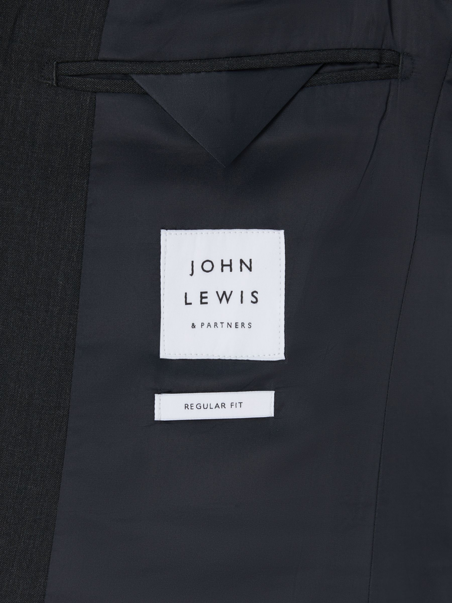 John Lewis Washable Wool Blend Regular Fit Suit Jacket, Charcoal, 42R
