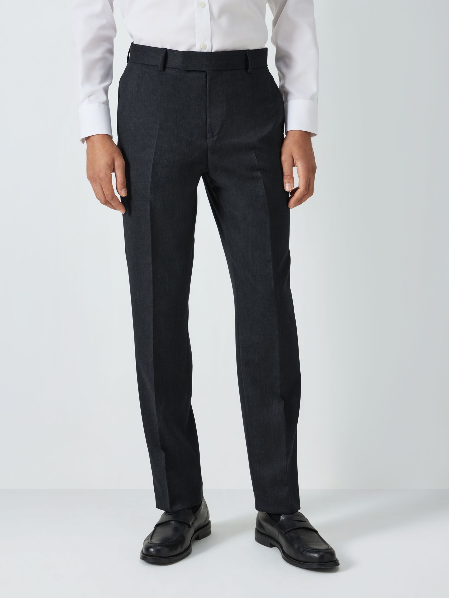 John Lewis Washable Wool Blend Regular Fit Suit Trousers, Charcoal at ...