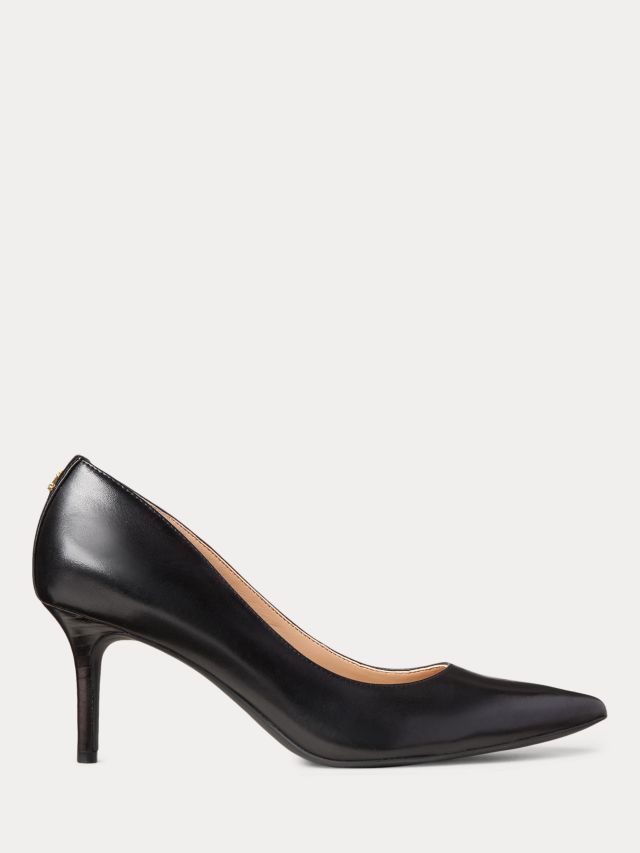 Lauren Ralph Lauren Lanette Leather Stiletto Heel Court Shoes, Black, 3