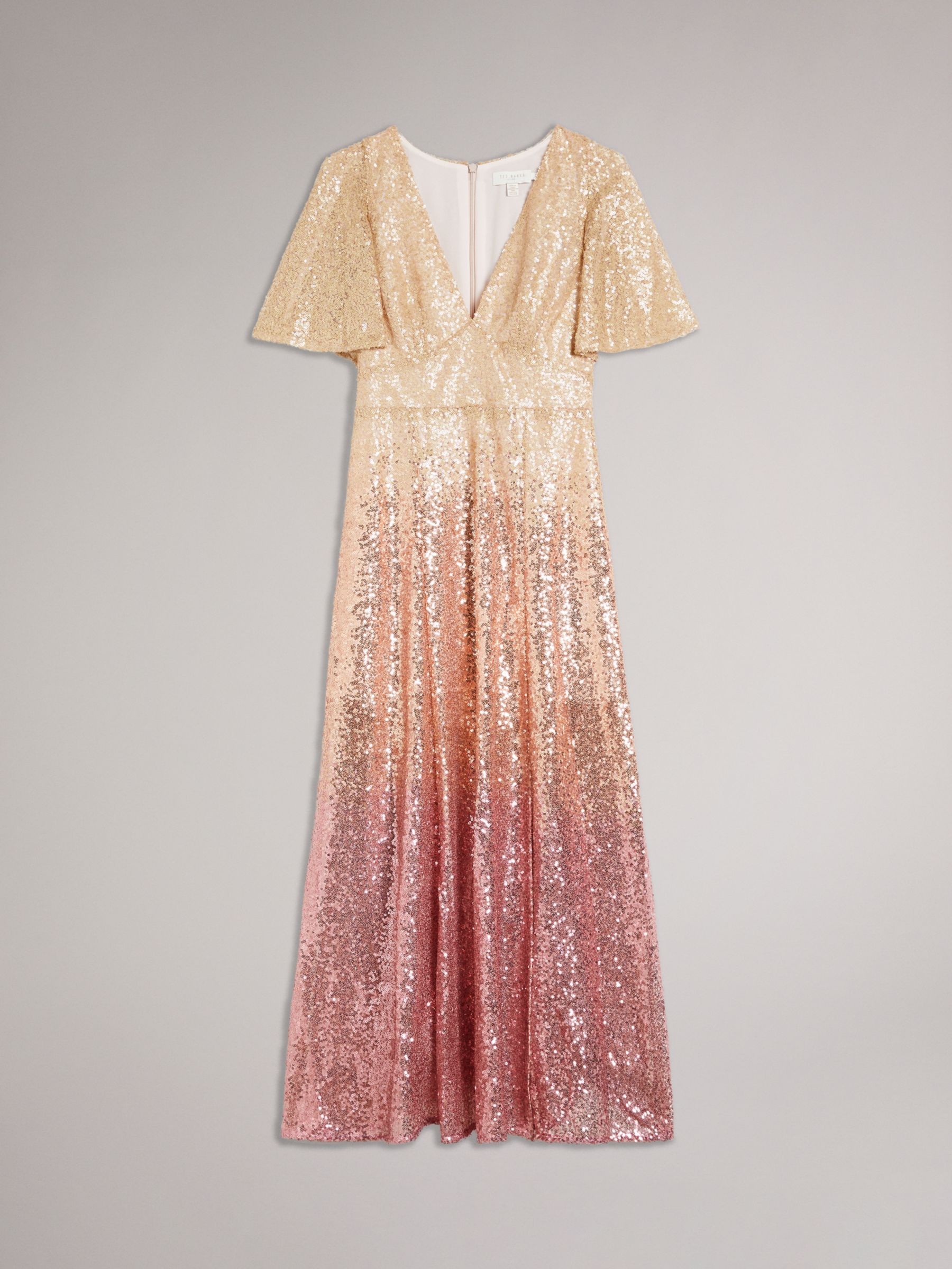 Ted Baker Glitzee Ombre Sequin Midi Dress, Dusky Pink at John Lewis ...