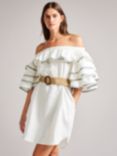Ted Baker Meiyah Linen Ruffle Sleeve Dress, White