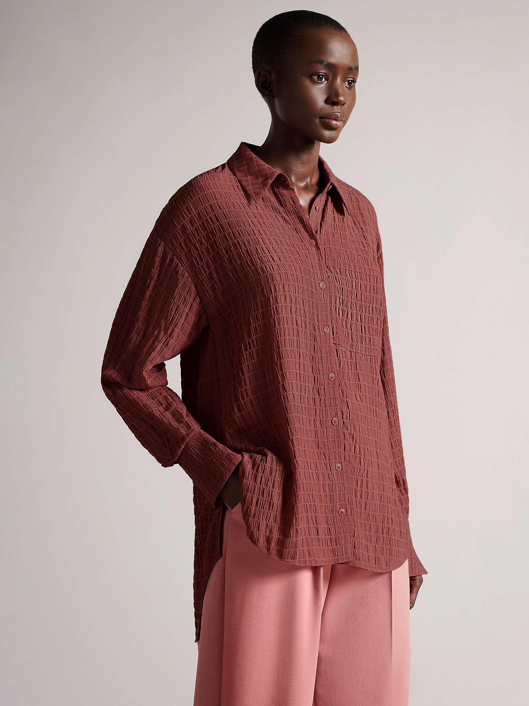 Buy Ted Baker Lailani Textured Shirt, Mid Pink Online at johnlewis.com