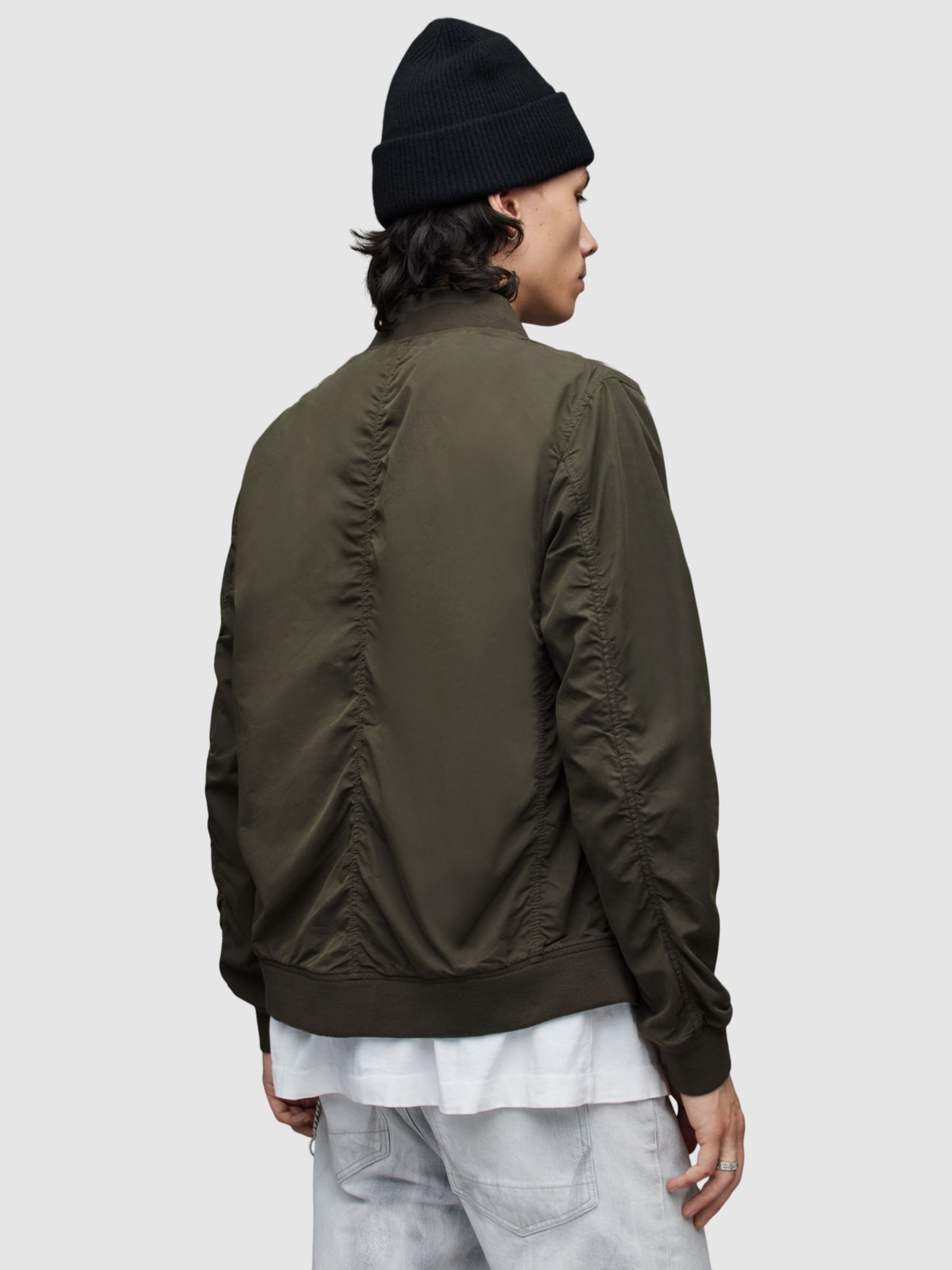 AllSaints Bassett Bomber Jacket, Dull Khaki at John Lewis & Partners