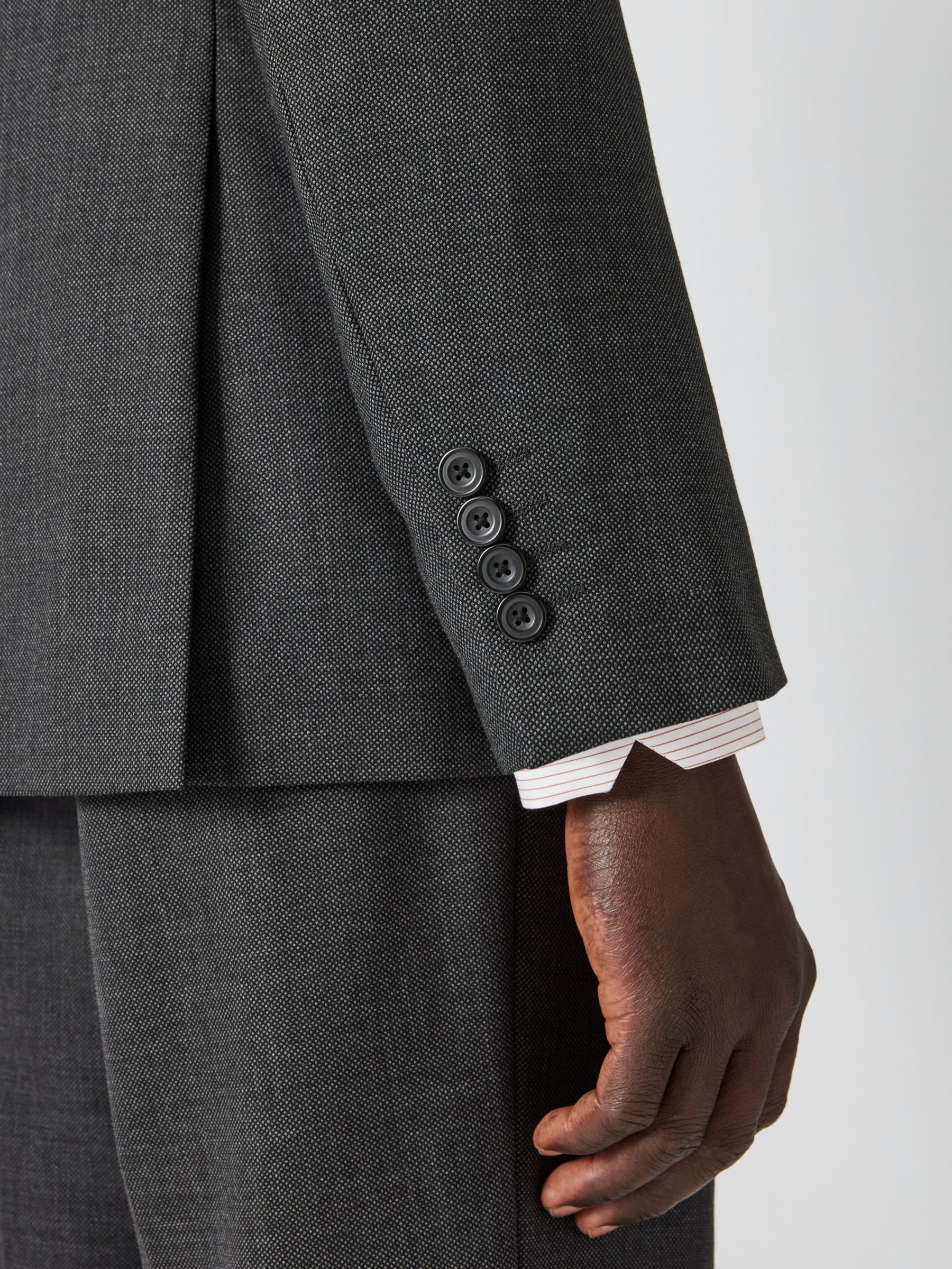 John Lewis Super 100s Wool Birdseye Regular Fit Suit Jacket, Charcoal ...