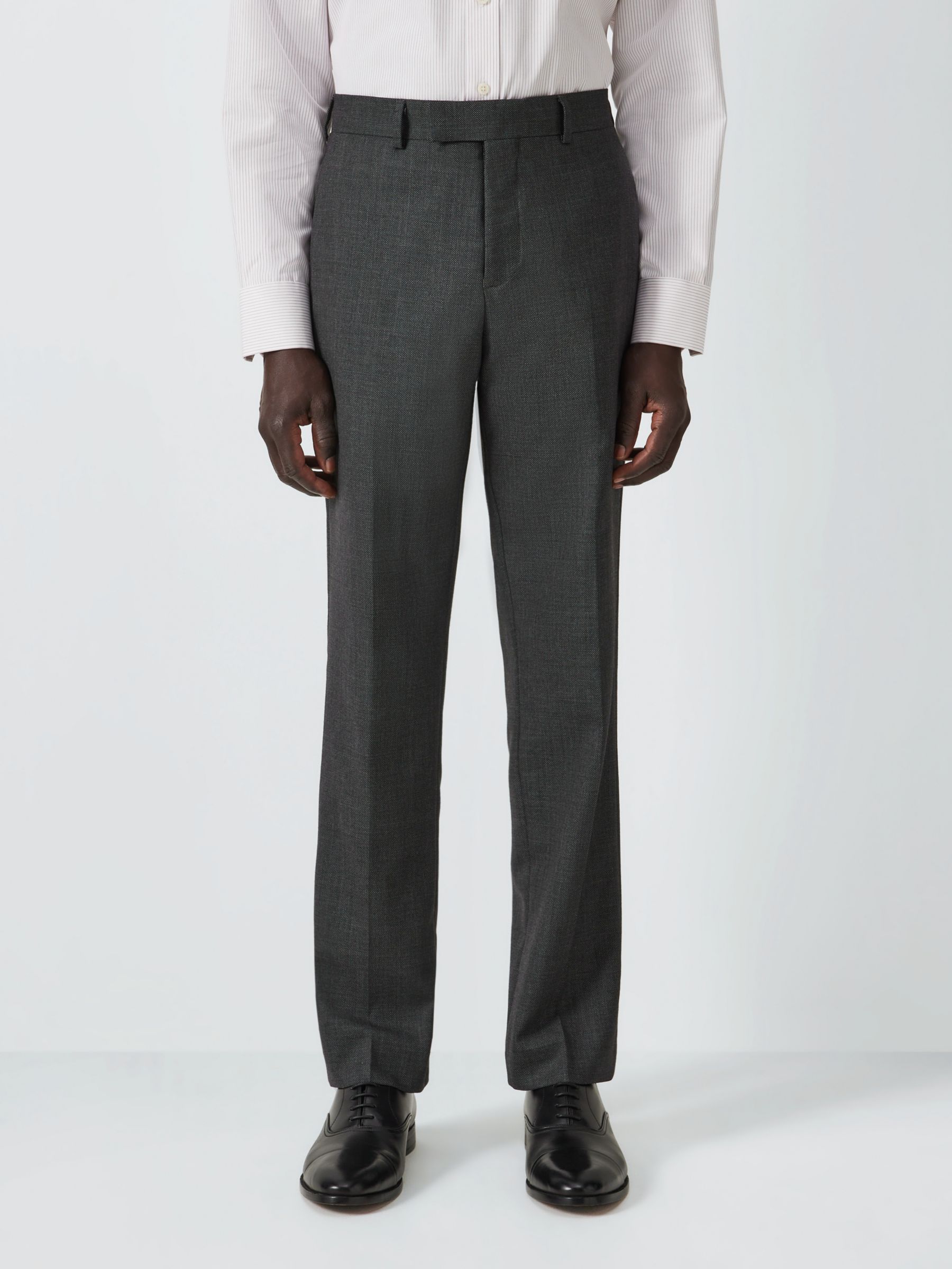 John Lewis Super 100s Wool Birdseye Regular Fit Suit Trousers, Charcoal