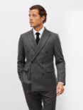 John Lewis Wool Flannel Double Breasted Regular Fit Suit Jacket, Grey