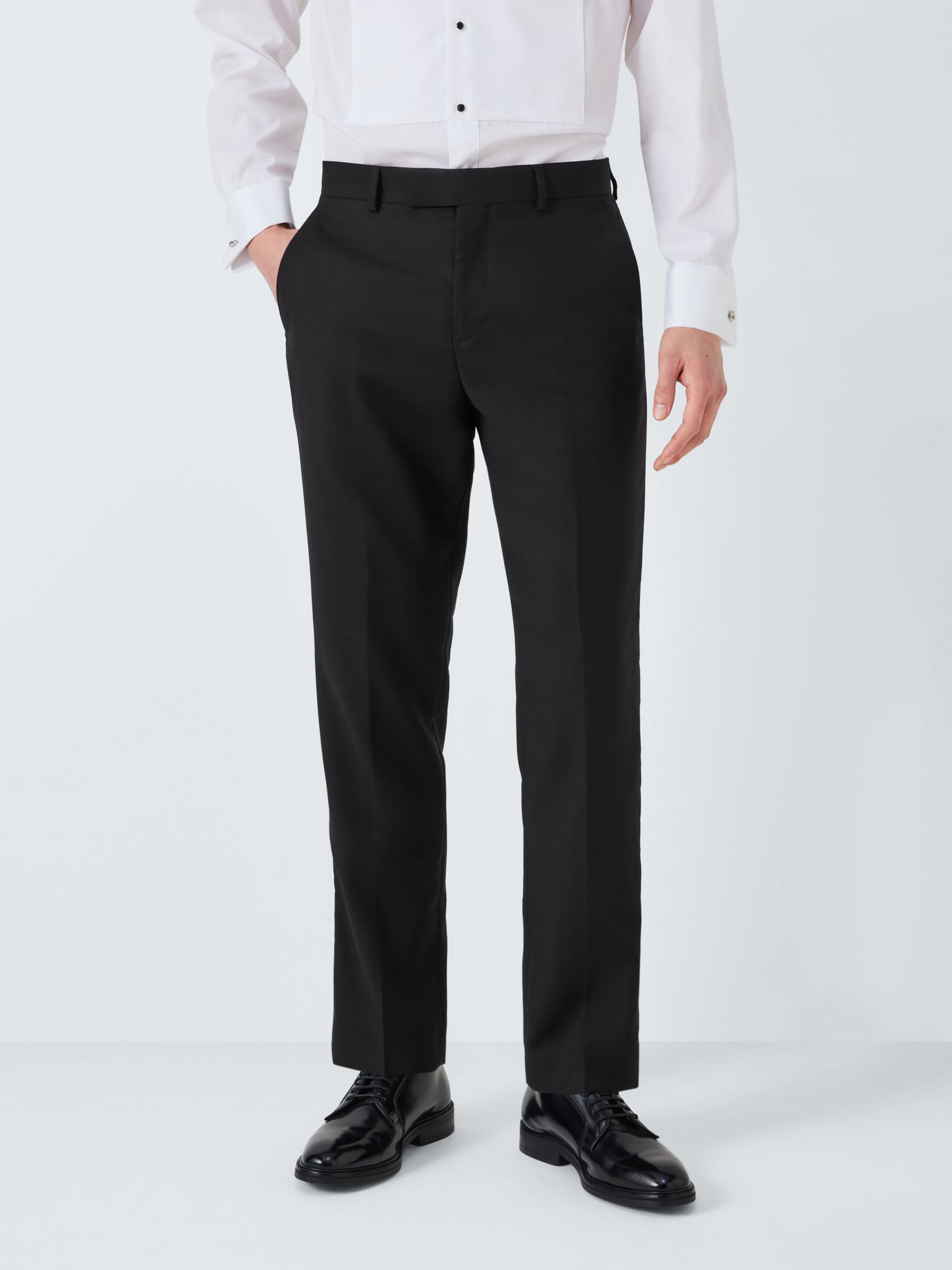 John Lewis Basket Weave Dinner Suit Trousers, Black, 30R