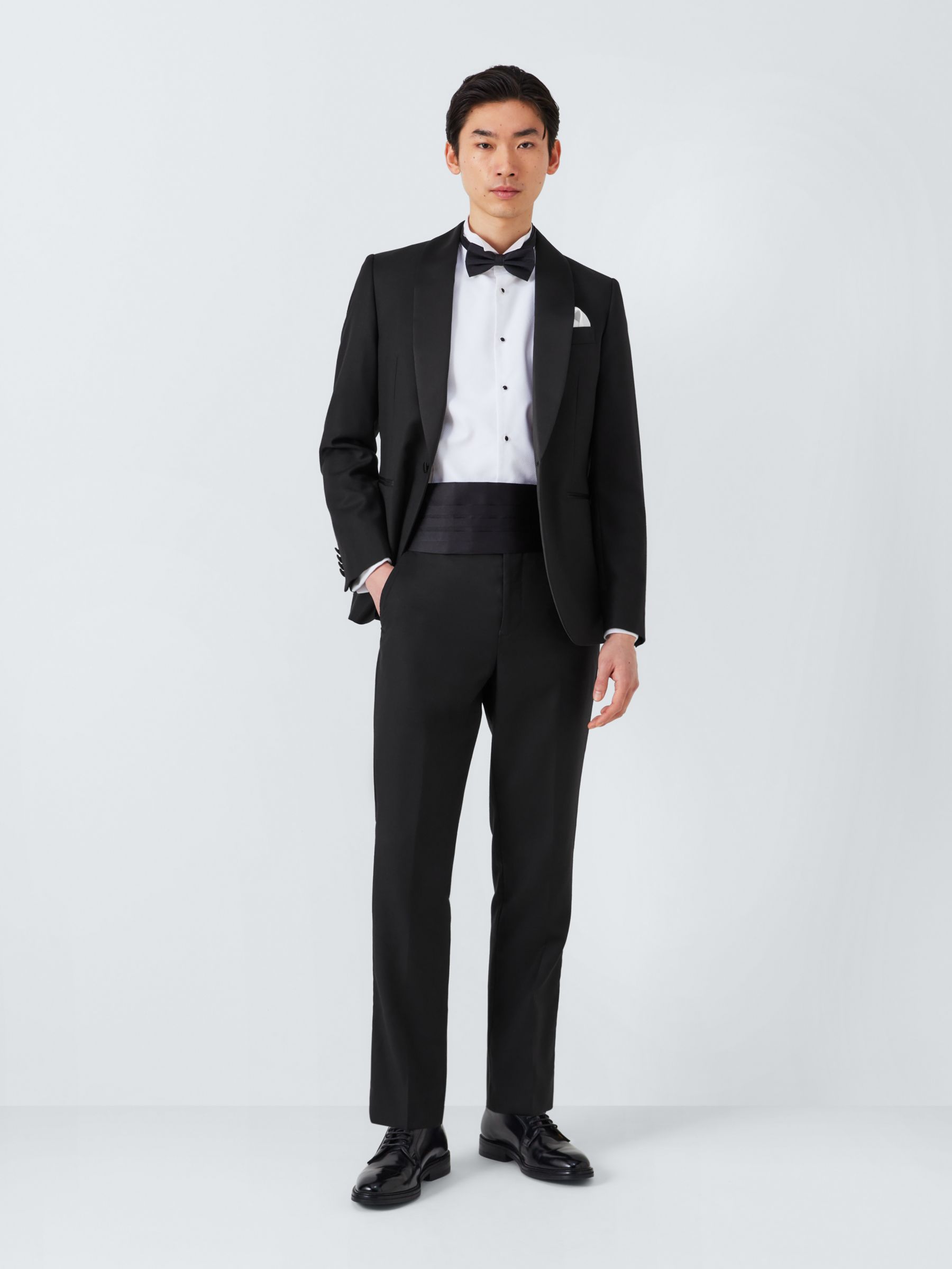 John Lewis Basket Weave Dinner Suit Trousers, Black, 30R