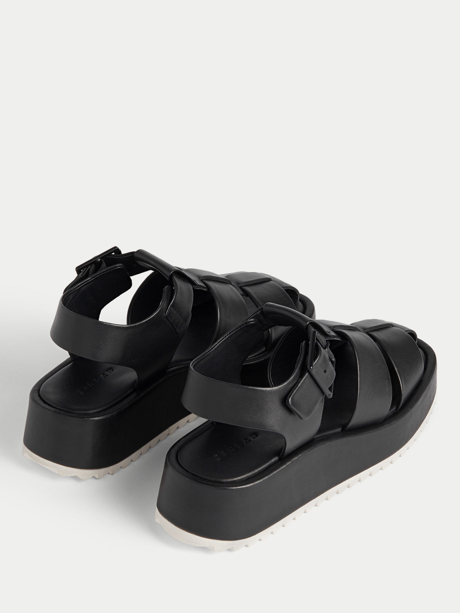 Jigsaw Buxton Wedge Leather Footbed Sandals, Black