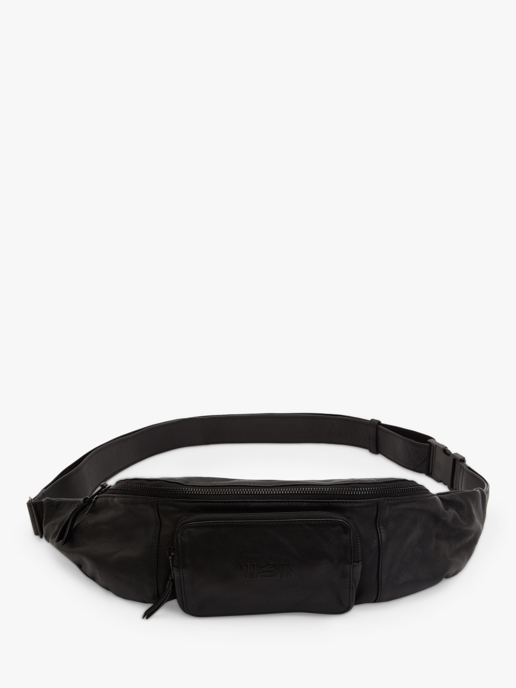 Allsaints Oppose Leather Bum Bag, Black, One Size