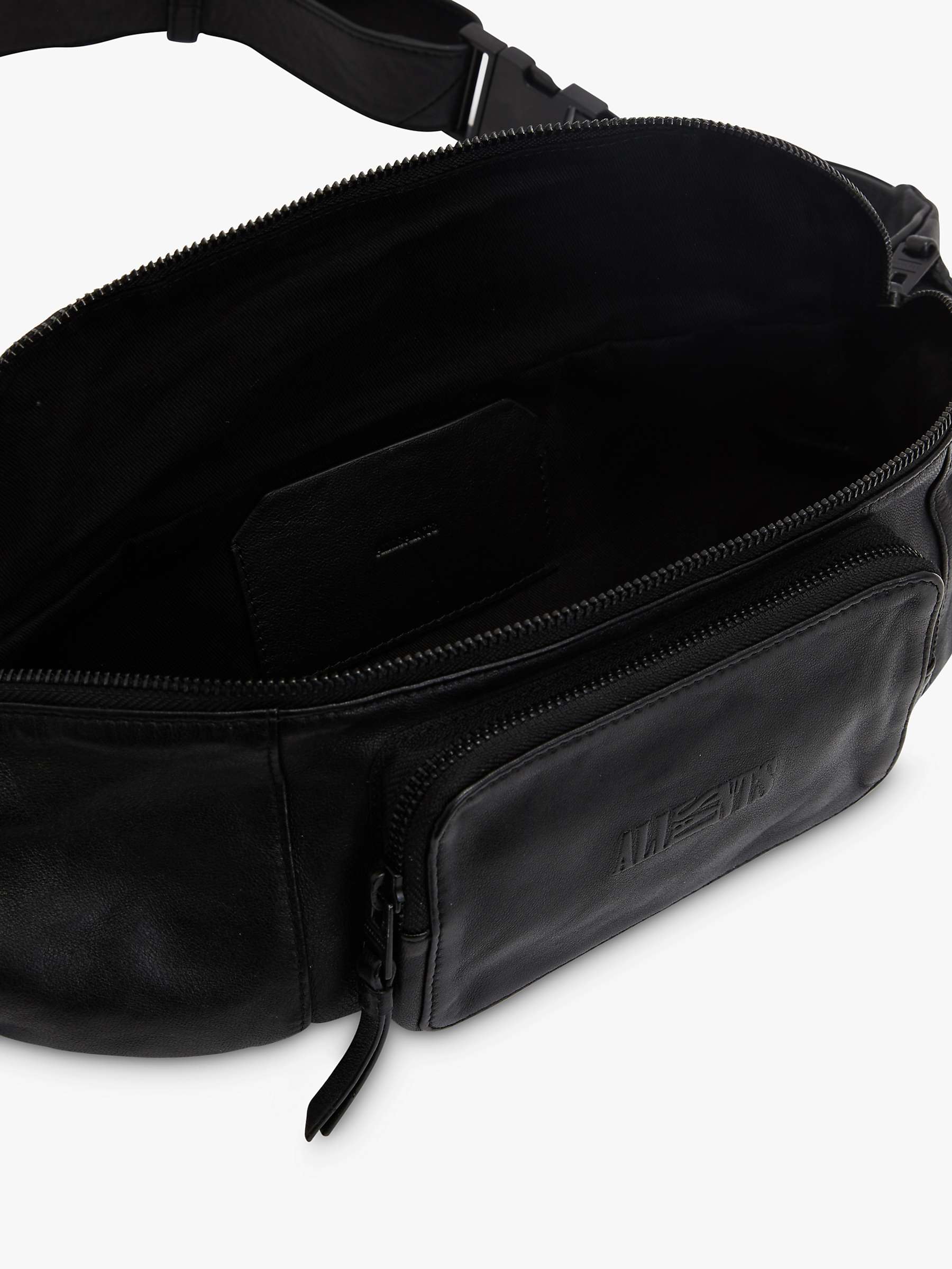 Buy Allsaints Oppose Leather Bum Bag, Black Online at johnlewis.com