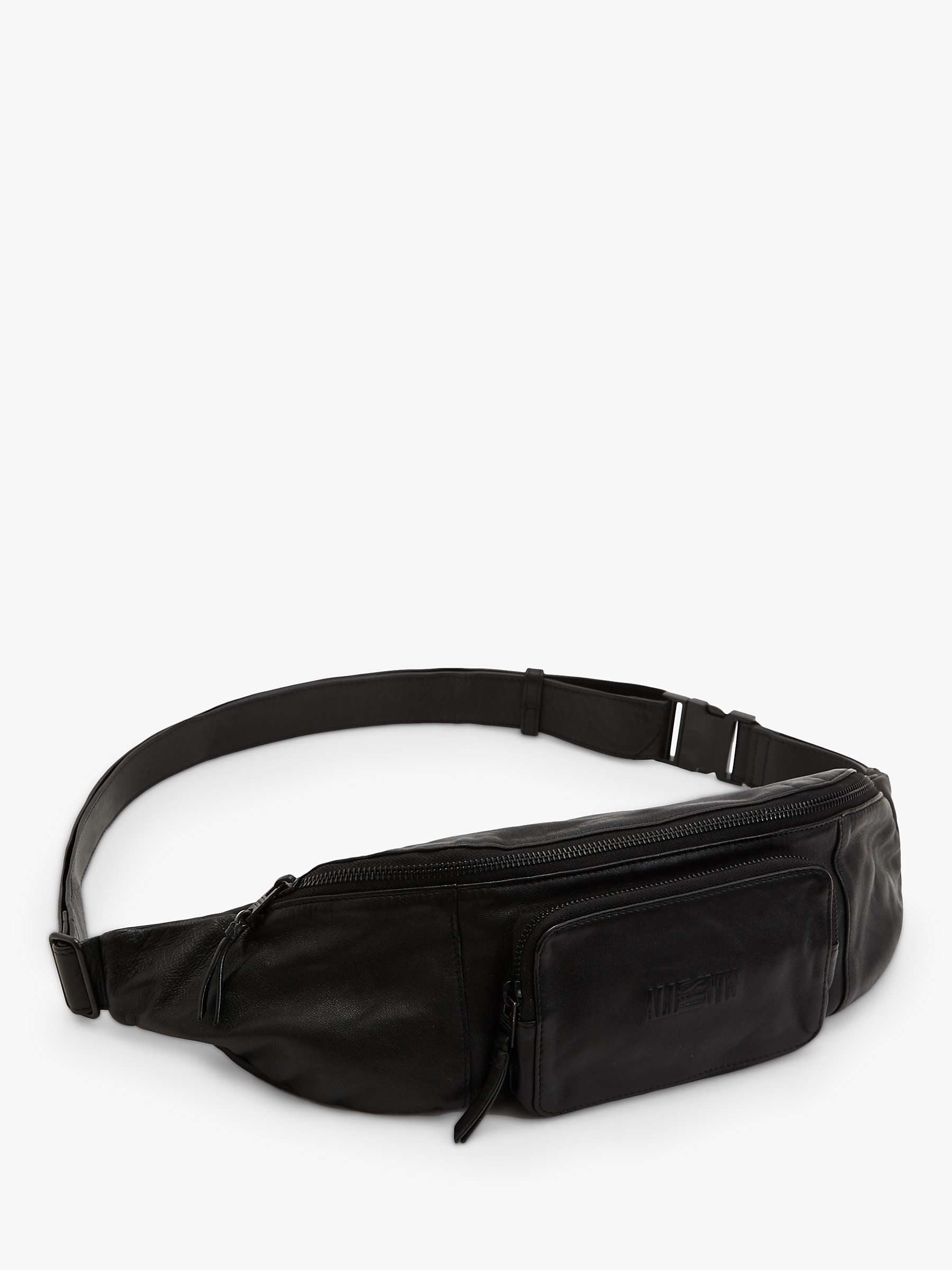 Buy Allsaints Oppose Leather Bum Bag, Black Online at johnlewis.com